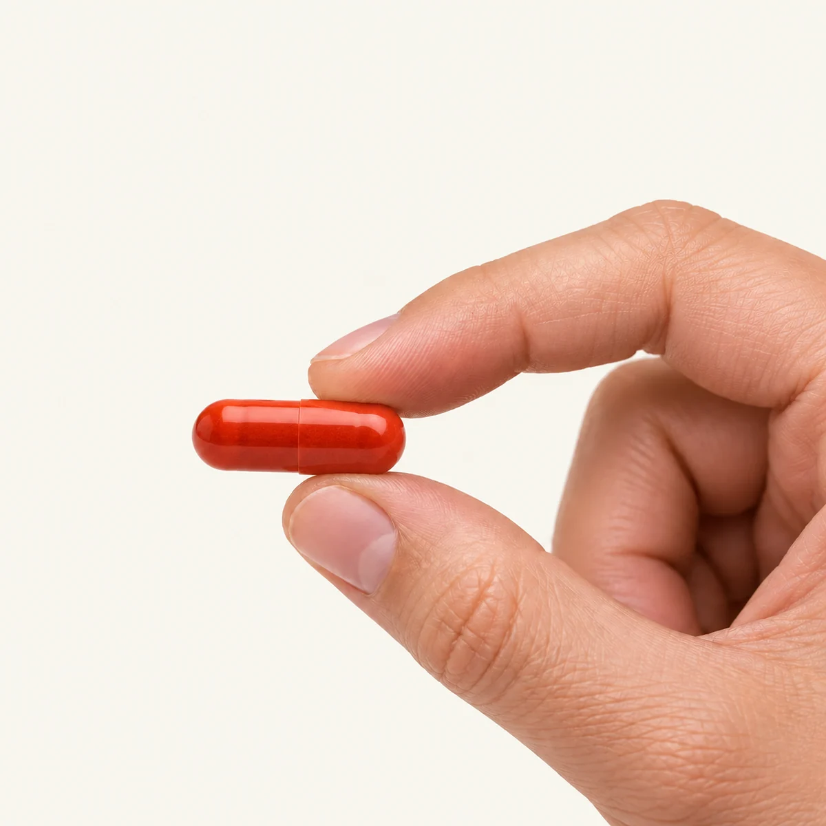 Resveratrol dosage form held between fingertips