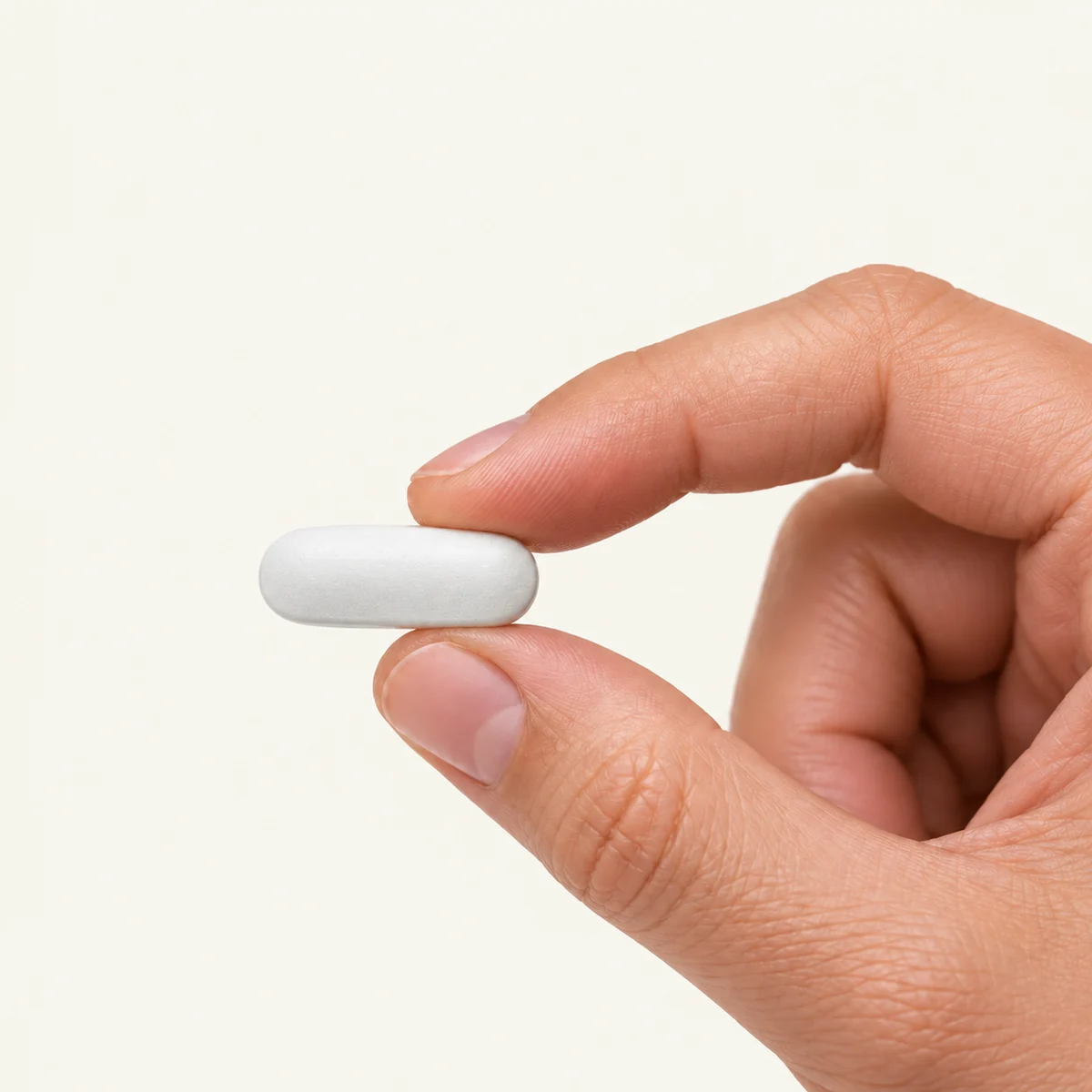 L-Carnitine dosage form held between fingertips