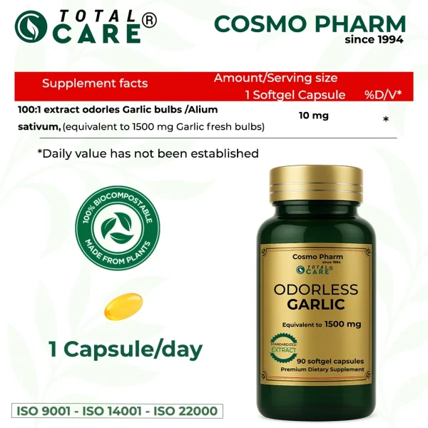 Odorless Garlic Oil Capsules 1500 mg  immune system, fight infections and protect your heart and brain. - Image 5