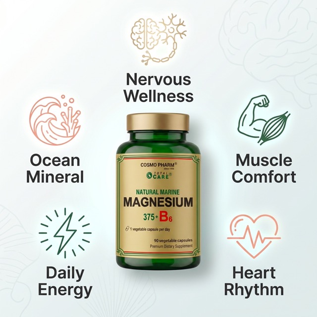 Natural Marine Magnesium 375 + B6 Premium – Stress, Nervousness vegetable capsules - Image 3