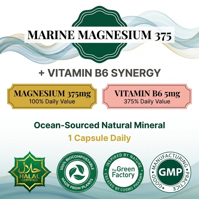 Natural Marine Magnesium 375 + B6 Premium – Stress, Nervousness vegetable capsules - Image 5