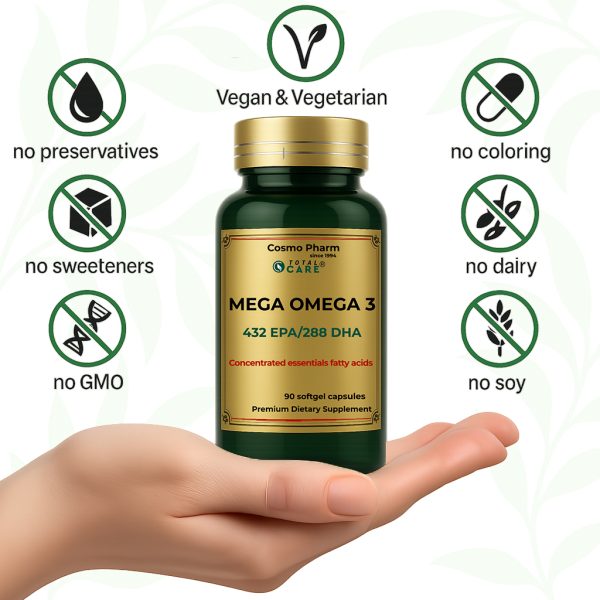 Mega Omega 3 Super Concentrated Fish Oil, Healthy Heart and Brain - Image 2